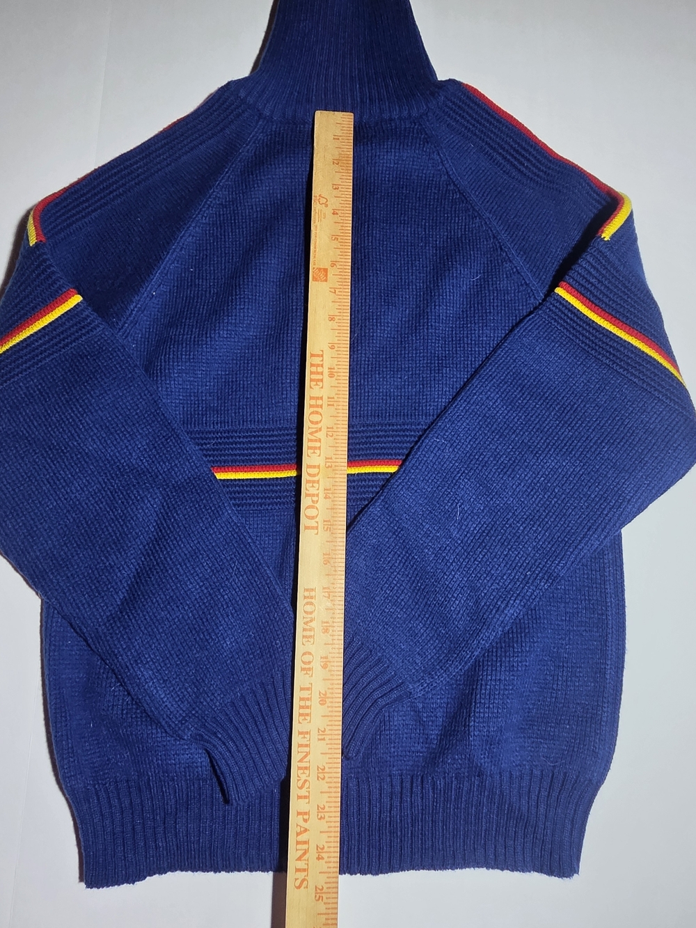 Vintage Racquet Club Quarter Zip Sweater Mens Small Blue Striped Acrylic Retro - Picture 6 of 7